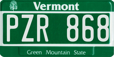 VT license plate PZR868