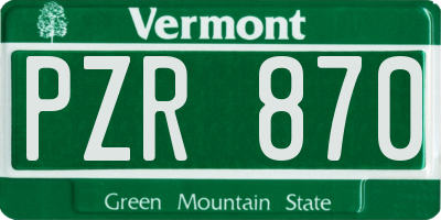 VT license plate PZR870
