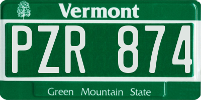 VT license plate PZR874