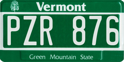 VT license plate PZR876