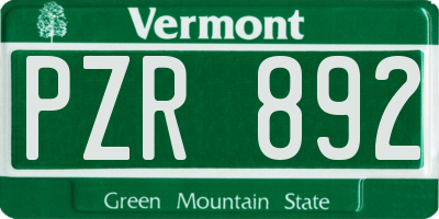 VT license plate PZR892
