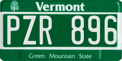 VT license plate PZR896