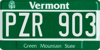 VT license plate PZR903