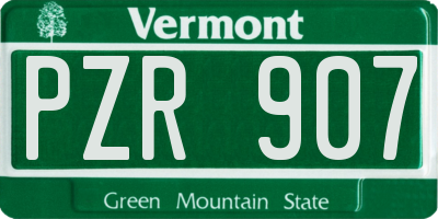 VT license plate PZR907