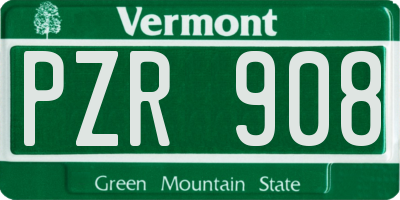 VT license plate PZR908
