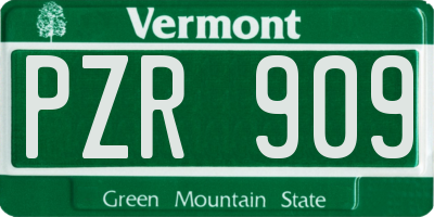 VT license plate PZR909