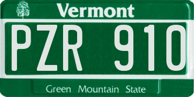 VT license plate PZR910