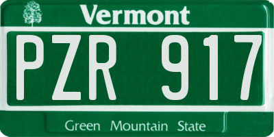 VT license plate PZR917