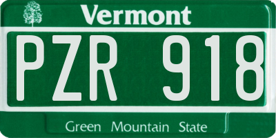 VT license plate PZR918