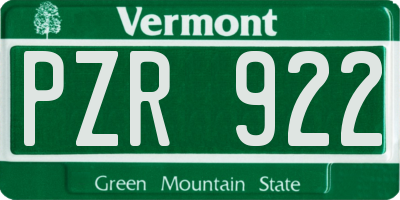 VT license plate PZR922