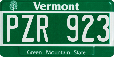 VT license plate PZR923
