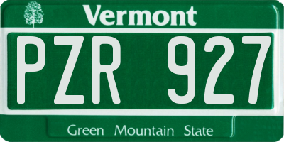 VT license plate PZR927