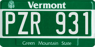 VT license plate PZR931
