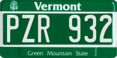 VT license plate PZR932
