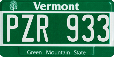 VT license plate PZR933