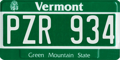 VT license plate PZR934