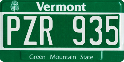 VT license plate PZR935
