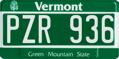 VT license plate PZR936