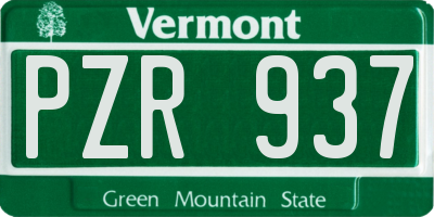 VT license plate PZR937
