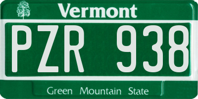 VT license plate PZR938