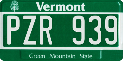 VT license plate PZR939