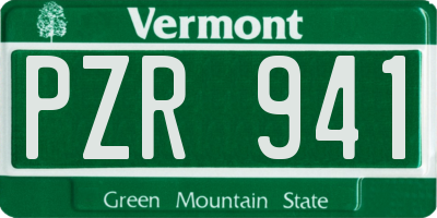 VT license plate PZR941