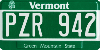 VT license plate PZR942
