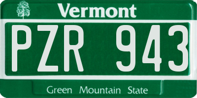VT license plate PZR943