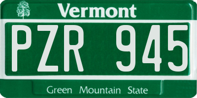 VT license plate PZR945