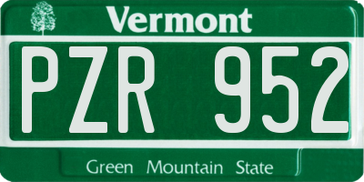 VT license plate PZR952