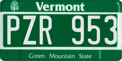 VT license plate PZR953