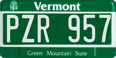 VT license plate PZR957