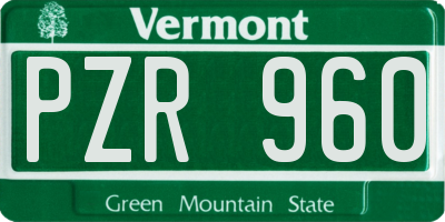VT license plate PZR960
