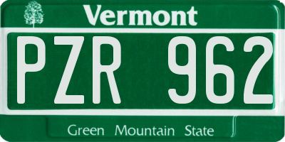 VT license plate PZR962