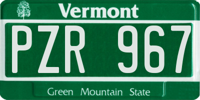 VT license plate PZR967