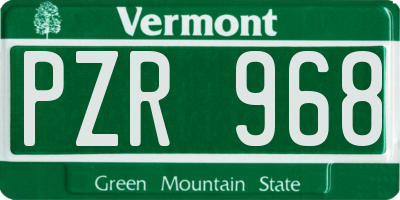 VT license plate PZR968