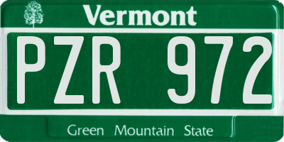 VT license plate PZR972