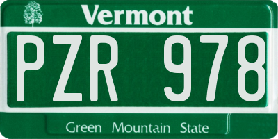 VT license plate PZR978