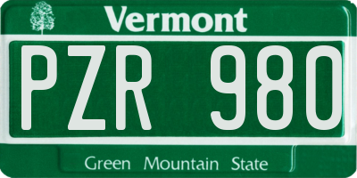 VT license plate PZR980