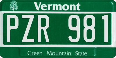 VT license plate PZR981