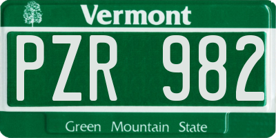 VT license plate PZR982
