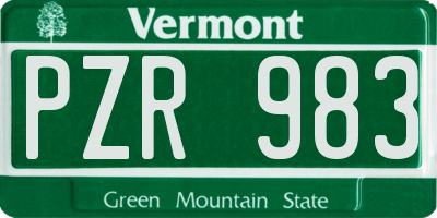 VT license plate PZR983
