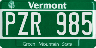 VT license plate PZR985