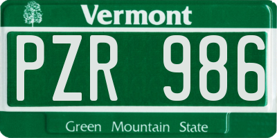 VT license plate PZR986