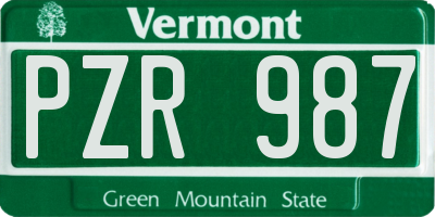 VT license plate PZR987