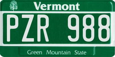 VT license plate PZR988