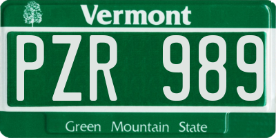 VT license plate PZR989