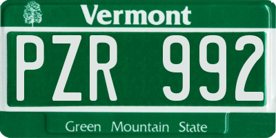 VT license plate PZR992