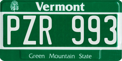 VT license plate PZR993