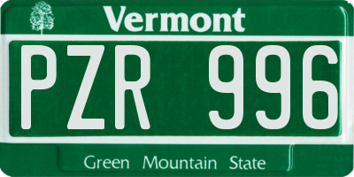 VT license plate PZR996